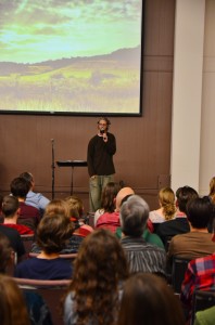 Shane Claiborne addresses youth at one of his three speaking sessions 
