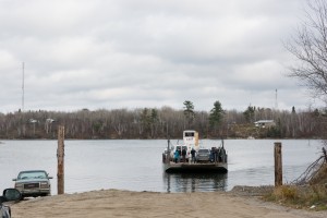 The barge transports the group from the mainland to the man-made island of Shoal Lake 40. (photo credit: James Christian Imagery)