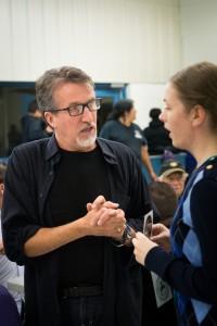 Steve Bell speaks with Samantha Klassen.  (photo credit: James Christian Imagery)      