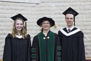 2016 President’s Medal winners Kathleen Bergen and Jonas Cornelsen with CMU President Cheryl Pauls