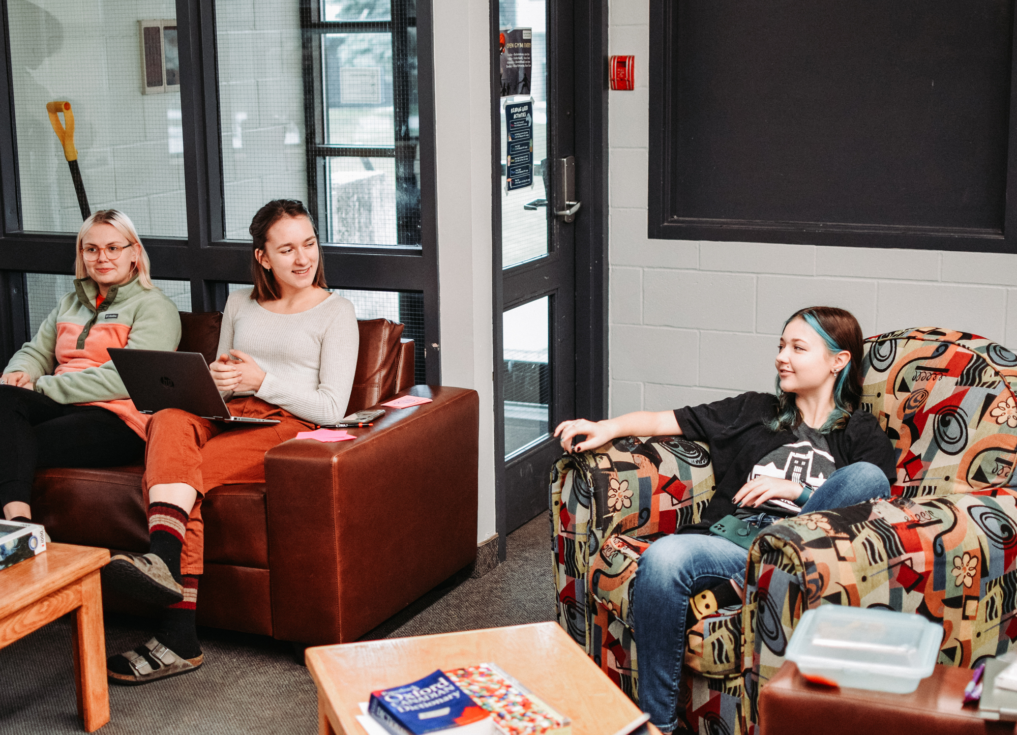 Students in dorm space