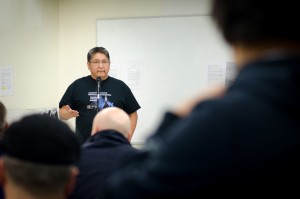 Chief Erwin Redsky speaks to the group on October 30. (photo credit: James Christian Imagery)