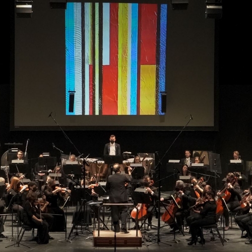 The collaboration of Anna Schwartz and Shirley Elias culminated with the Winnipeg Symphony Orchestra's performance of Scheherazade and the projection of images that represent how Schwartz, a synesthete, sees the music as it is played by the orchestra. (photo: Chronic Creative)