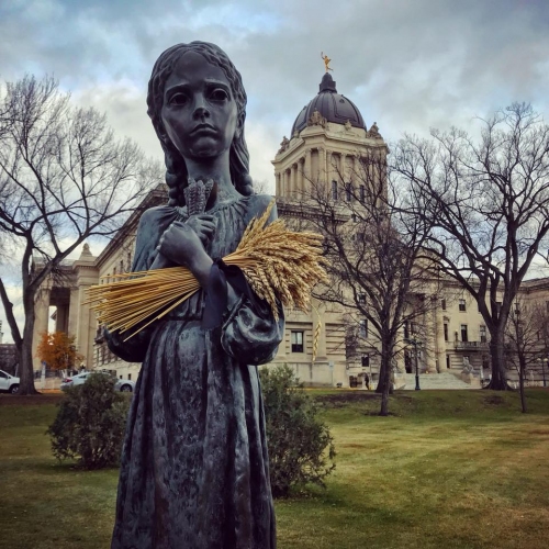 The Holodomor was a man-made genocide in Soviet Ukraine from 1932 to 1933 that killed millions of Ukrainians. Many of the survivors later settled in Manitoba, as remembered outside the provincial legislature building. This will be one of several events discussed in the Russia and the Soviet Union course.

