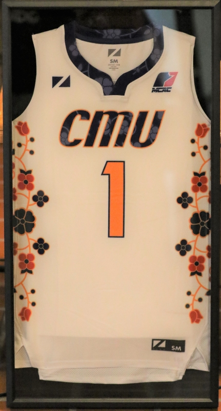 The newly unveiled Treaty One-inspired CMU Blazers basketball jersey