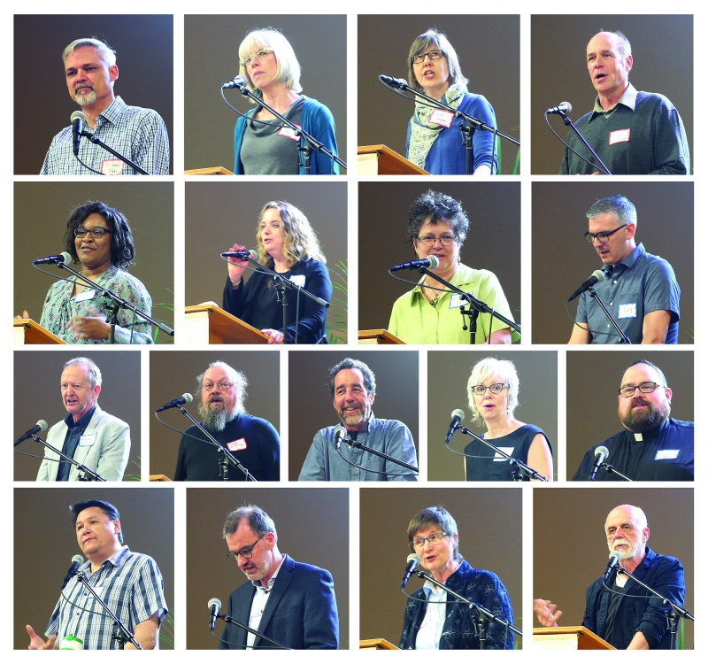 Seventeen speakers from Mennonite (Mennonite Church and Mennonite Brethern), United, Lutheran, and Anglican churches presented at May 9
