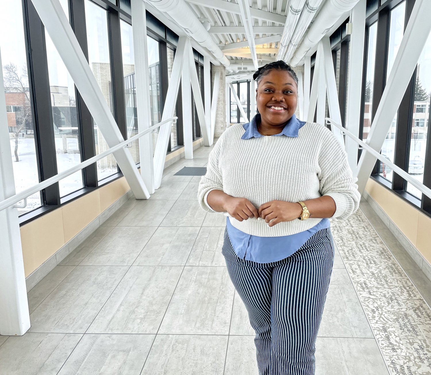 Odelia Duffus (CMU ’22) graduated with a major in Peace and Conflict Transformation Studies. Now a mediator and caseworker with Mediation Services in Winnipeg, she helps people navigate conflict through restorative justice approaches grounded in listening, curiosity, and care.