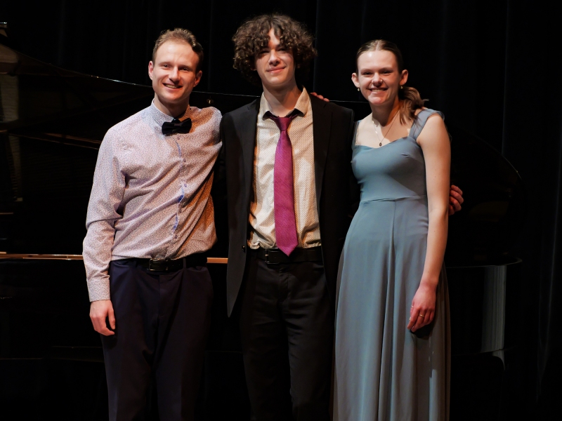 Winners of the 18th annual Verna Mae Janzen Music Competition: Georg Neuhofer, William Harder, and Carrie Schulz (left to right)