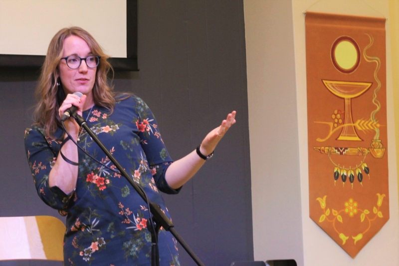CMU's Spiritual Life Facilitator Danielle Morton speaks at one of the on-campus chapel gatherings