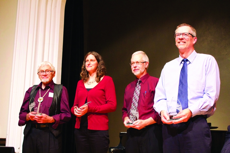 2017's Distinguished Alumni Award Recipients: (left to right) Henry Neufeld, Joanne Thiessen Martens, John Longhurst, and Ken Esau.