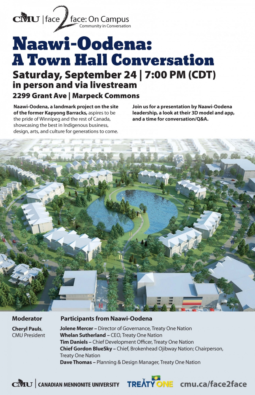 In person and livestreamed: Naawi-Oodena: A Town Hall Conversation on Saturday, September 24 at 7:00 PM