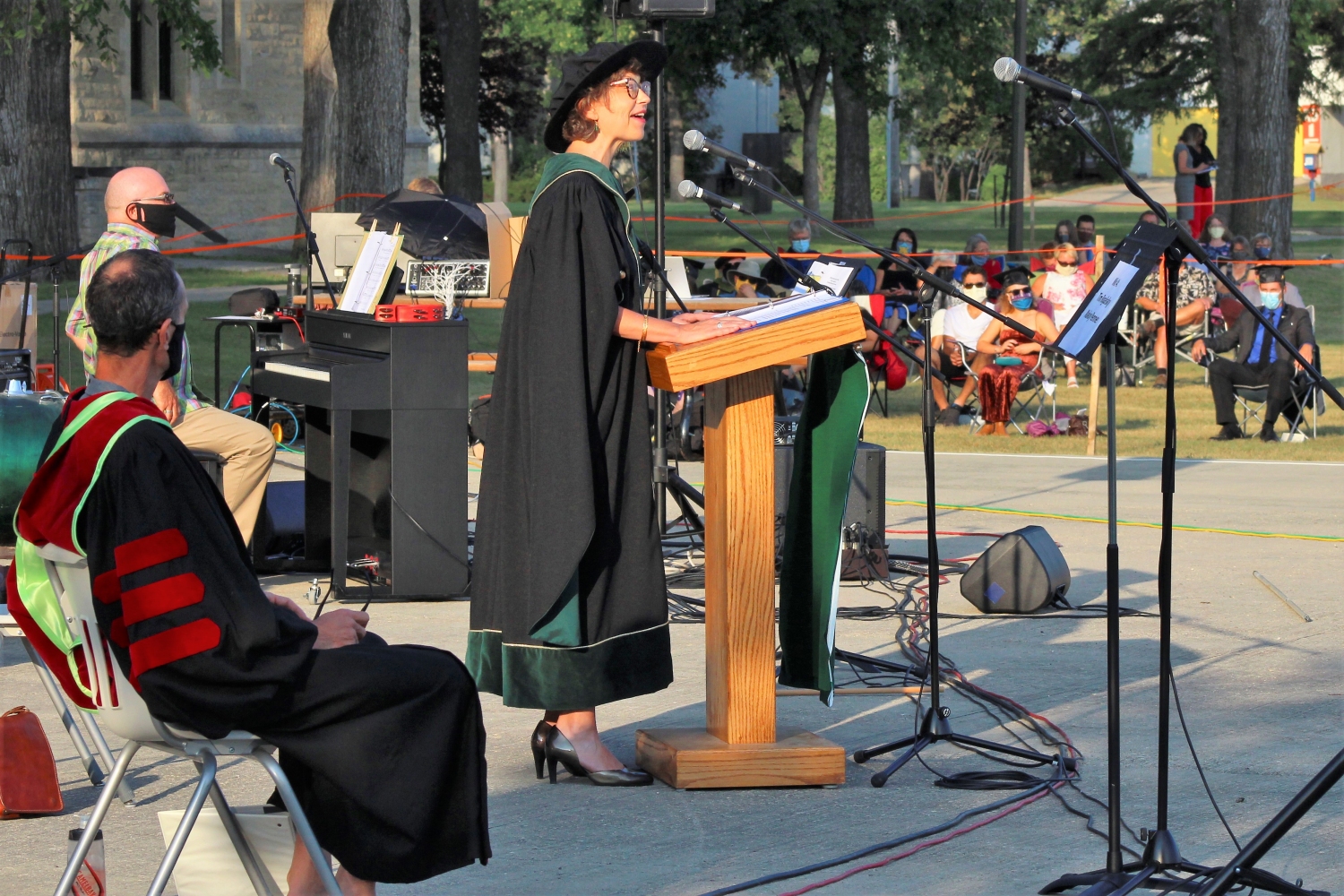 CMU President Cheryl Pauls welcomes friends and family to the August 26 convocation ceremony for the Class of 2020