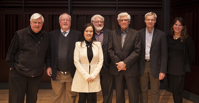 L-R: Tom Denton, Mike Molloy, Dr. Stephanie Stobbe, Peter Duschinsky, John Wieler, Brian Dyck, and Dr. Shauna Labman. L-R: Tom Denton, Mike Molloy, Dr. Stephanie Stobbe, Peter Duschinsky, John Wieler, Brian Dyck, and Dr. Shauna Labman.