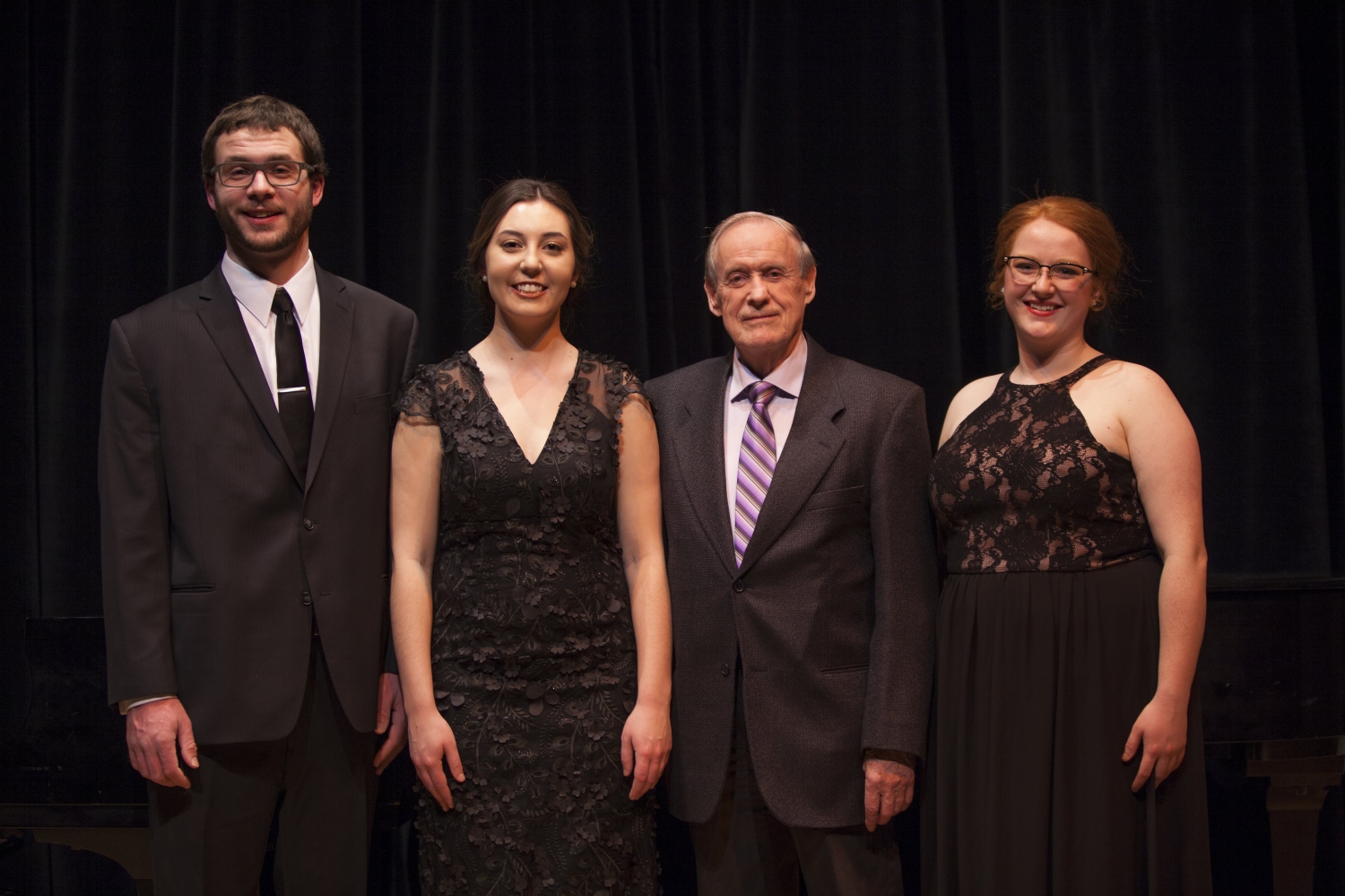 Peter Janzen, third from left, poses with Riley Dyck, Emma Heinrichs, and Katy Unruh