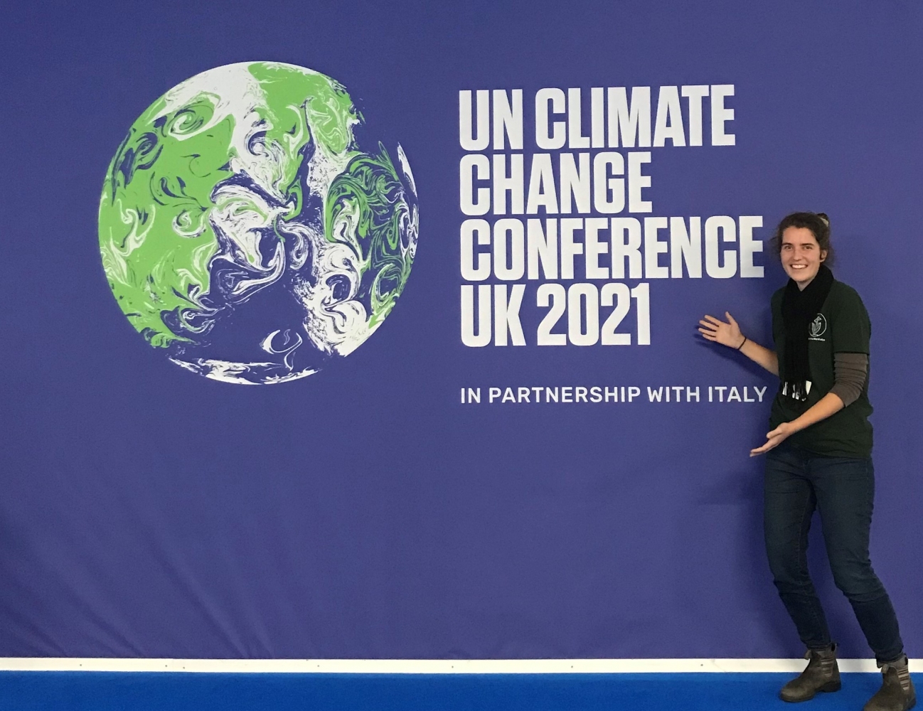 Alumna Kari MIller (CMU '21) at COP26 in Glasgow, Scotland Alumna Kari MIller (CMU '21) at COP26 in Glasgow, Scotland