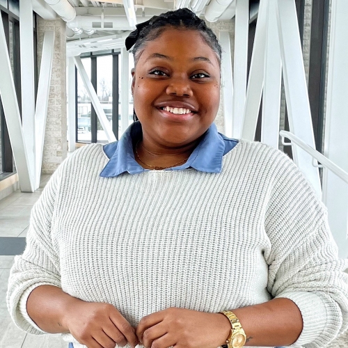  Odelia Duffus (Peace and Conflict Transformation Studies, '22): "The best and most effective way to [solve] conflict is restorative justice and I'll preach that forever. I did not believe in it when I started at CMU, but now I do..."
