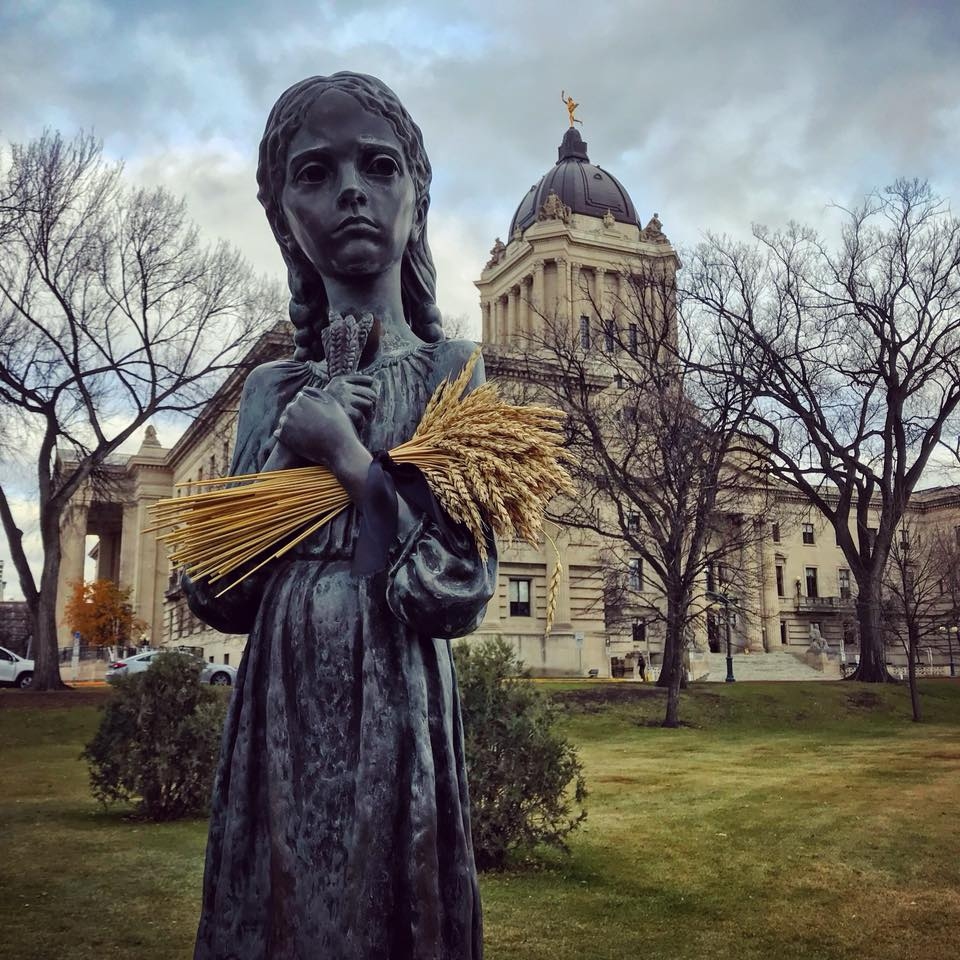 The Holodomor was a man-made genocide in Soviet Ukraine from 1932 to 1933 that killed millions of Ukrainians. Many of the survivors later settled in Manitoba, as remembered outside the provincial legislature building. This will be one of several events discussed in the Russia and the Soviet Union course.