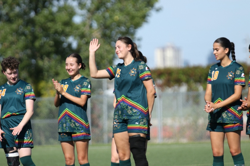 Blazers starters salute the crowd at last year's home-opener