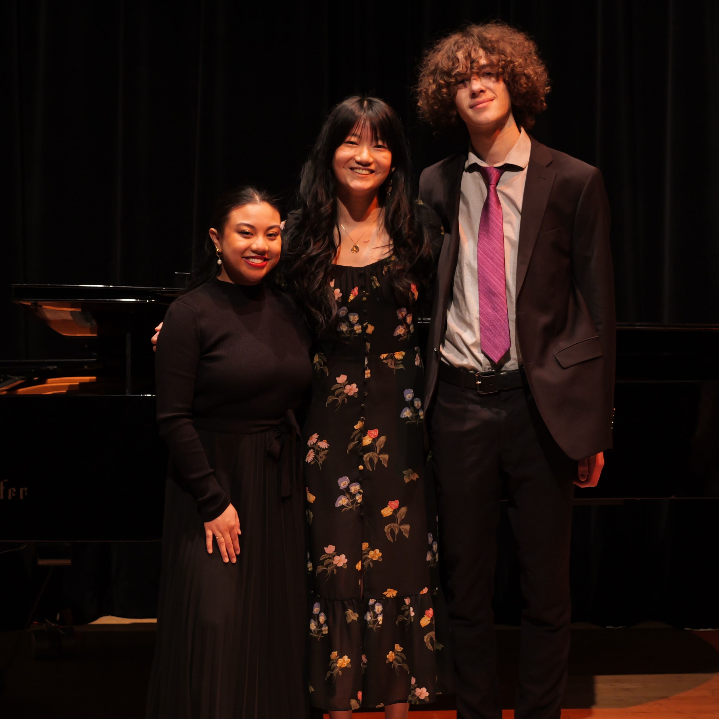 2024 Verna Mae Janzen Music Competition winners: Vina Dimayuga, Ava Campbell-Enns, William Harder