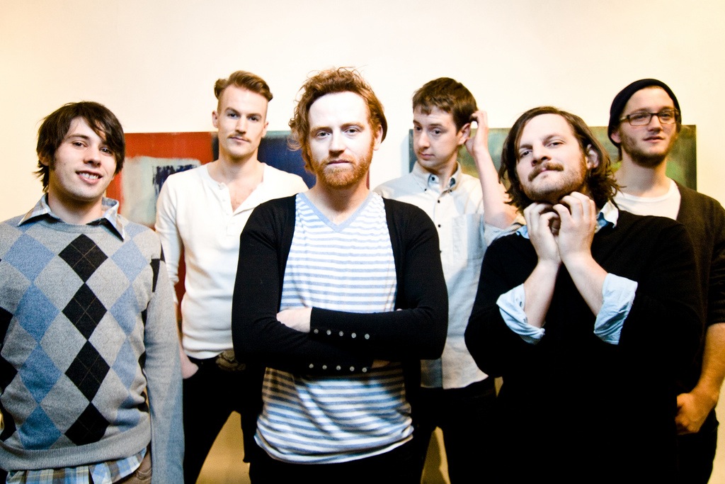 Bucky Driedger (second from right) with his Royal Canoe bandmates (from left) Matt Schellenberg, Brendan Berg, Matt Peters, Derek Allard, and Michael Jordan.