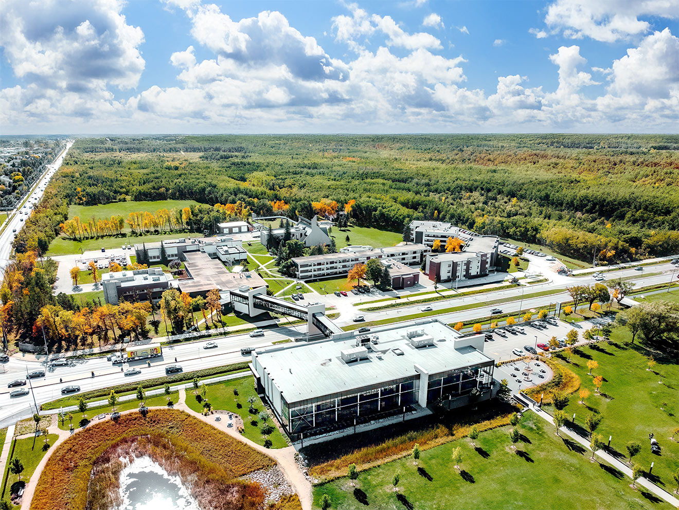 aerial view of Canadian Mennonite University