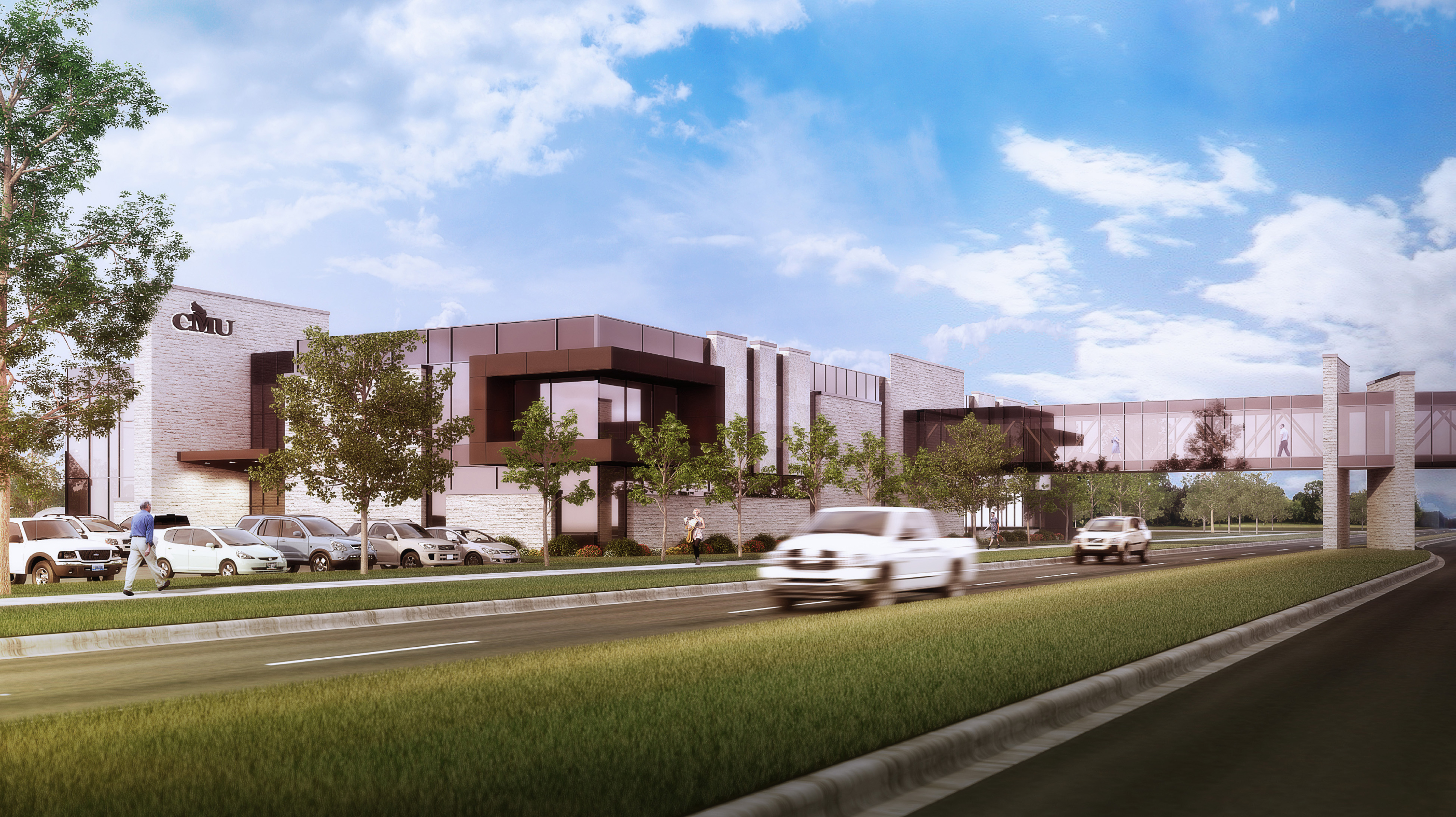 Artist's rendering of new Library & Learning Commons and Bridge.