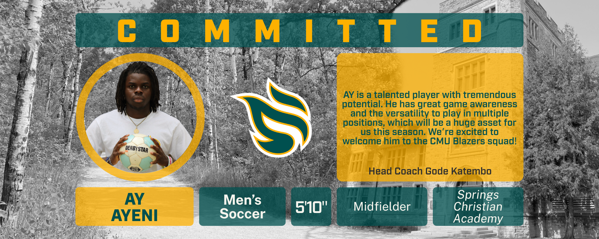 Blazers Men's Soccer Sign Central Midfielder Ayeni