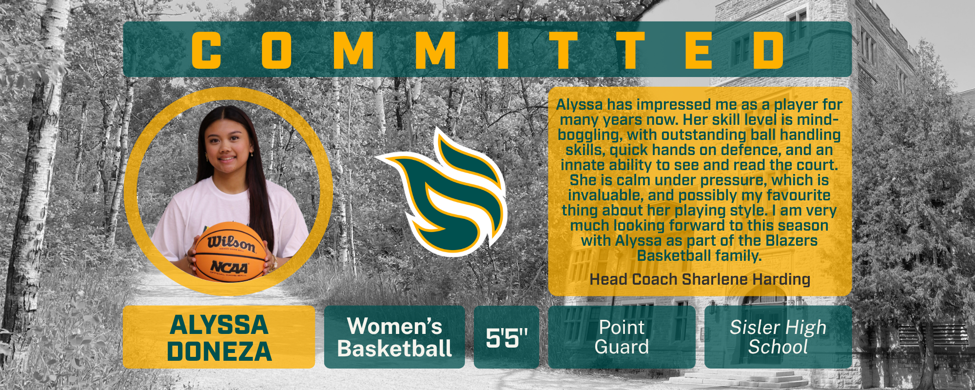 Blazers WBB Ink USport Transfer Alyssa Doneza