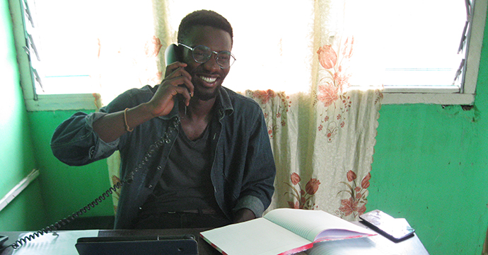 Emmanuel Allieu at Radio Gurune in Bolgatanga, Ghana.