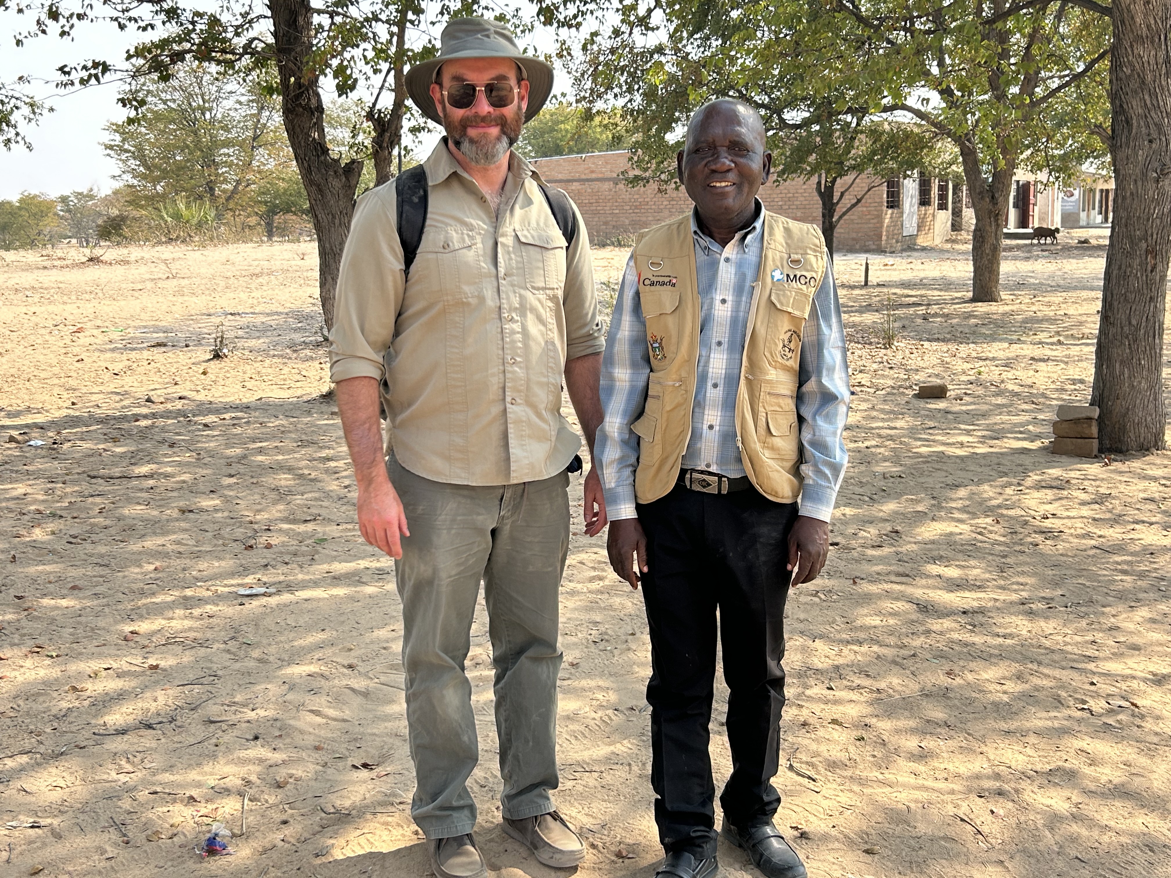 Jobb Arnold with Phineas Mumpande, manager of Kulima Mbobumi Training Centre in Binga district.