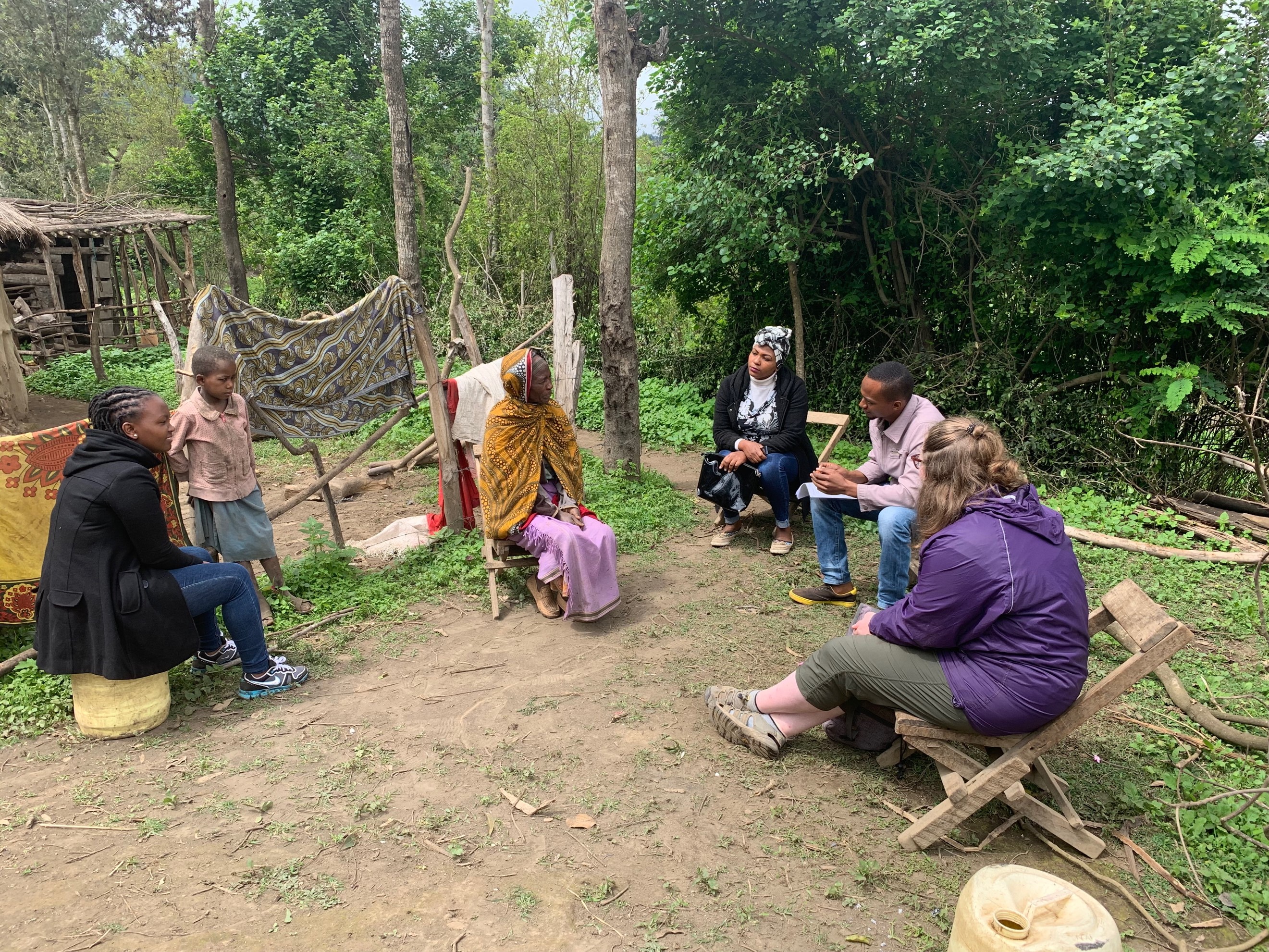 The ECHO team conducting an interview of a goat recipient
