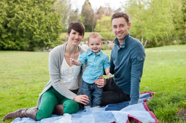 Miriam Schellenberg and Brian Grunau with their son, Oliver. (Photo by Marlis Funk.)