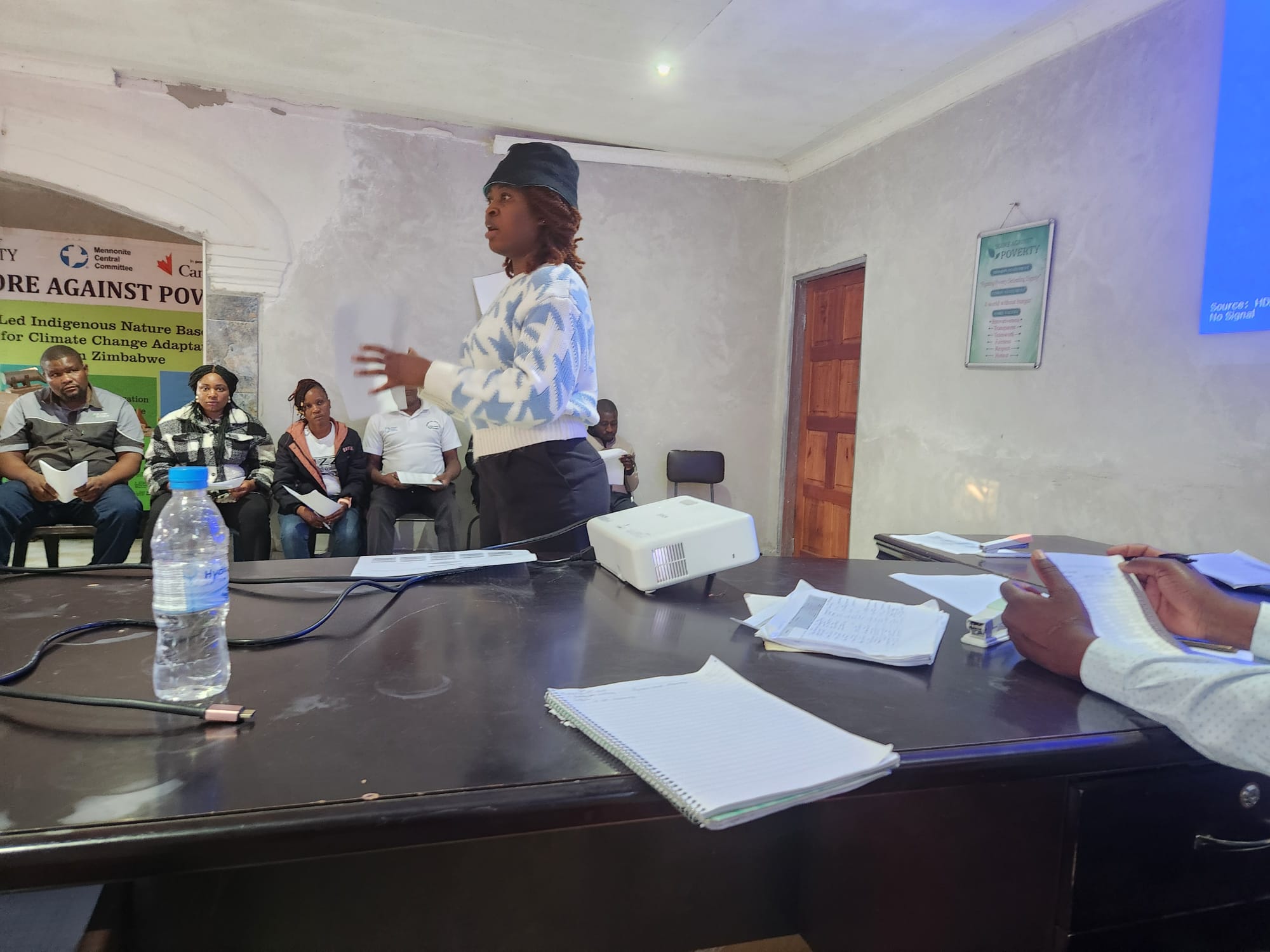 Janet Olanrewaju speaking with LINCZ partners in Mwenezi District, Zimbabwe. Photo by Natalia Wiederkehr, 2025.