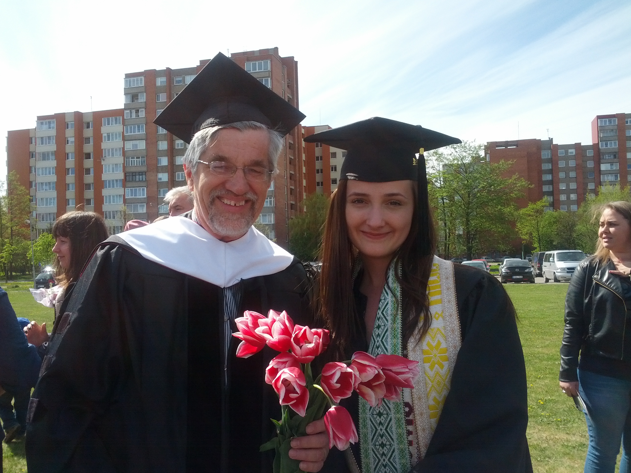 Dr. Funk-Unrau with Maryia Mitskevich, a student in the Restorative Justice course he taught at LCC International University (Photo courtesy Neil Funk-Unrau)