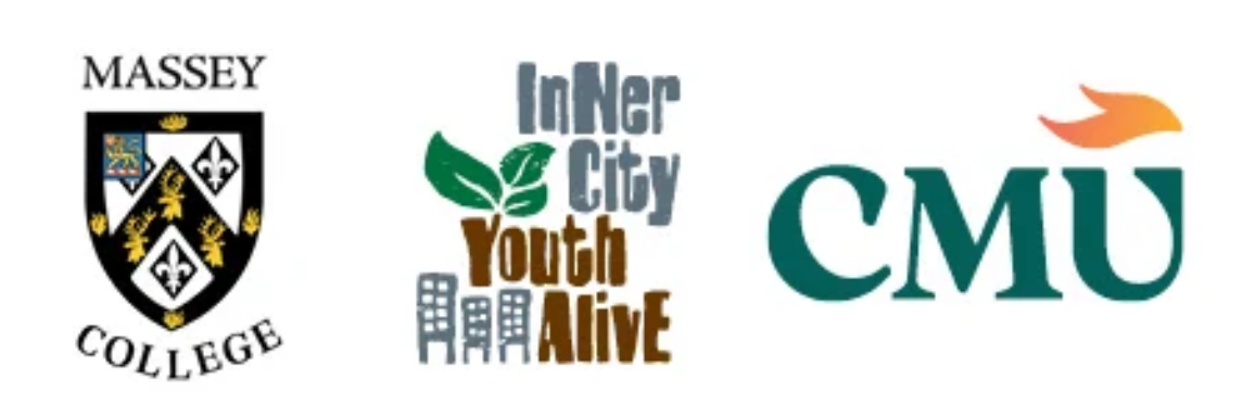 Massey College, Inner City Youth Alive, and CMU logos